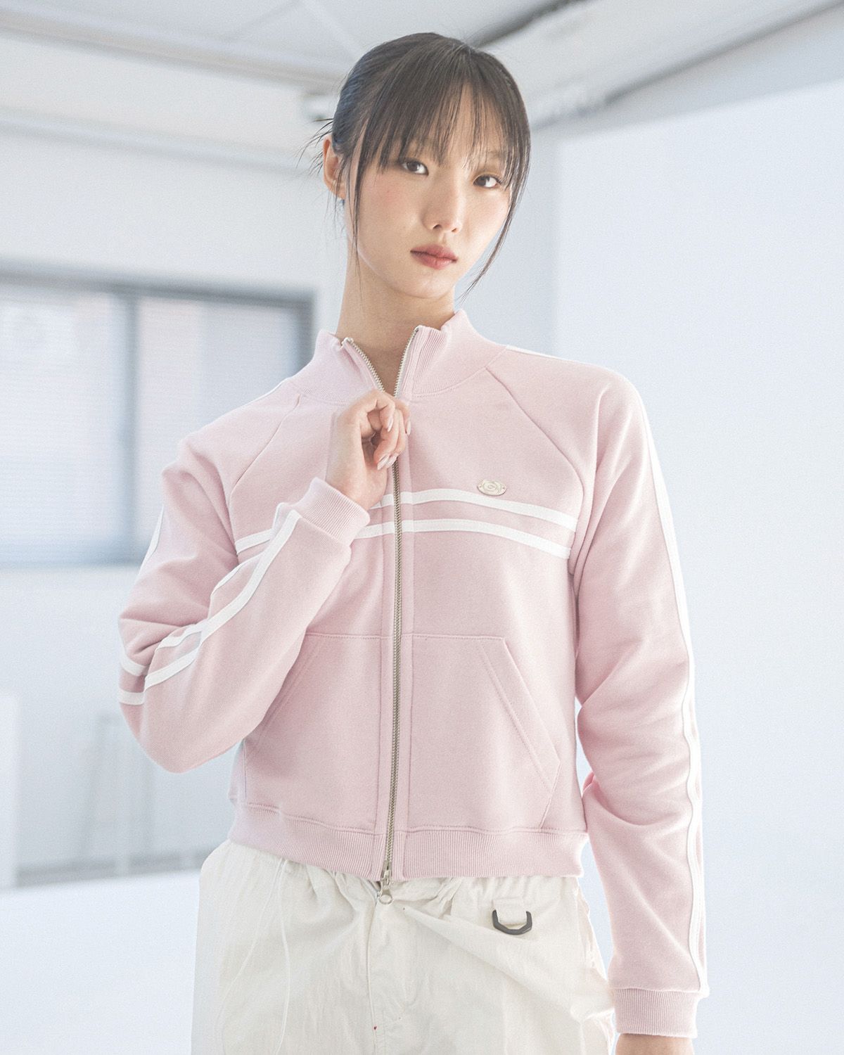 해비즘(HAVISM) ROSE HALF NECK ZIP UP JACKET(PINK)