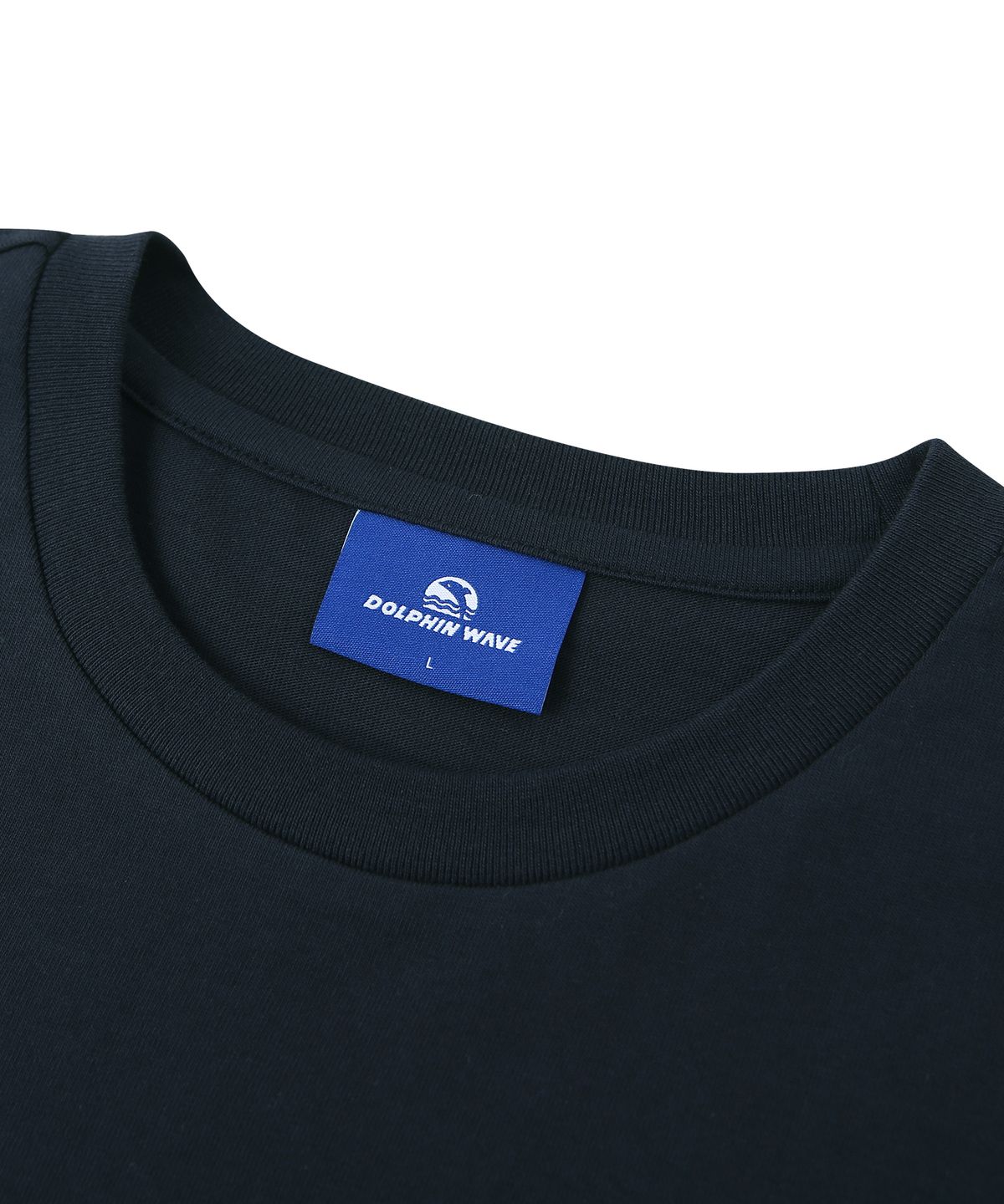 돌핀웨이브어패럴(DOLPHIN WAVE APPAREL) 돌핀 미니 체인자수 16수 반팔티셔츠 네이비