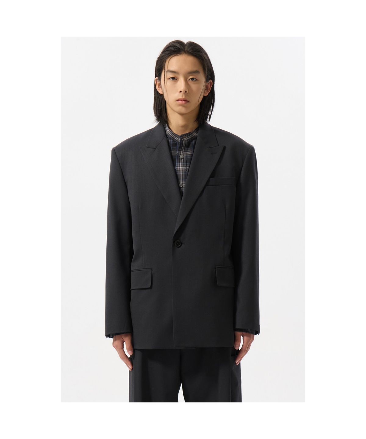 커스텀멜로우(CUSTOMELLOW) Grey Peaked Lapel Jacket CWJAS25241GYD