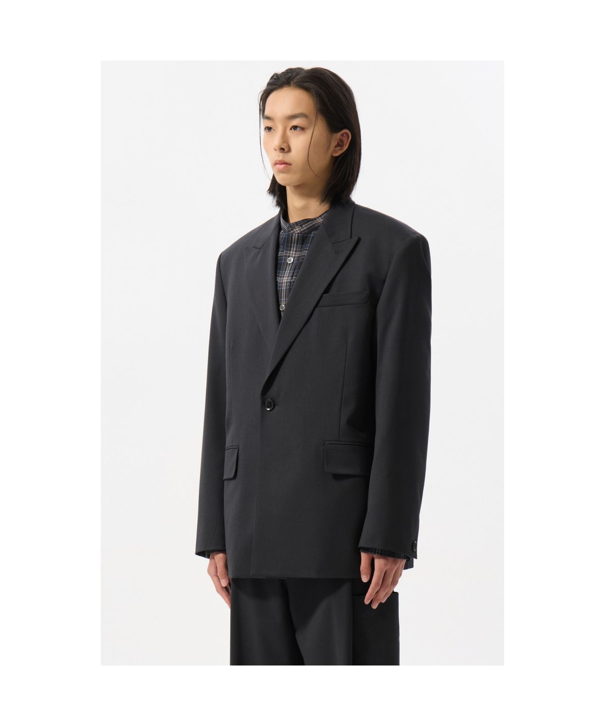 커스텀멜로우(CUSTOMELLOW) Grey Peaked Lapel Jacket CWJAS25241GYD