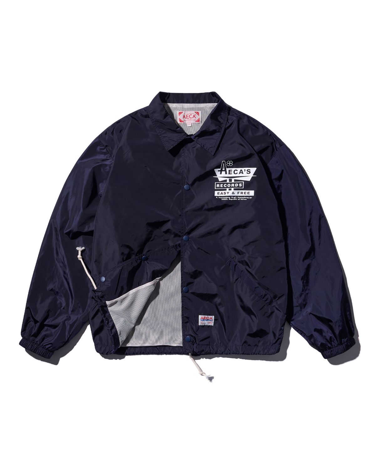 에이카화이트(AECA) AECA RECORD SHOP NYLON COACH JACKET-NAVY