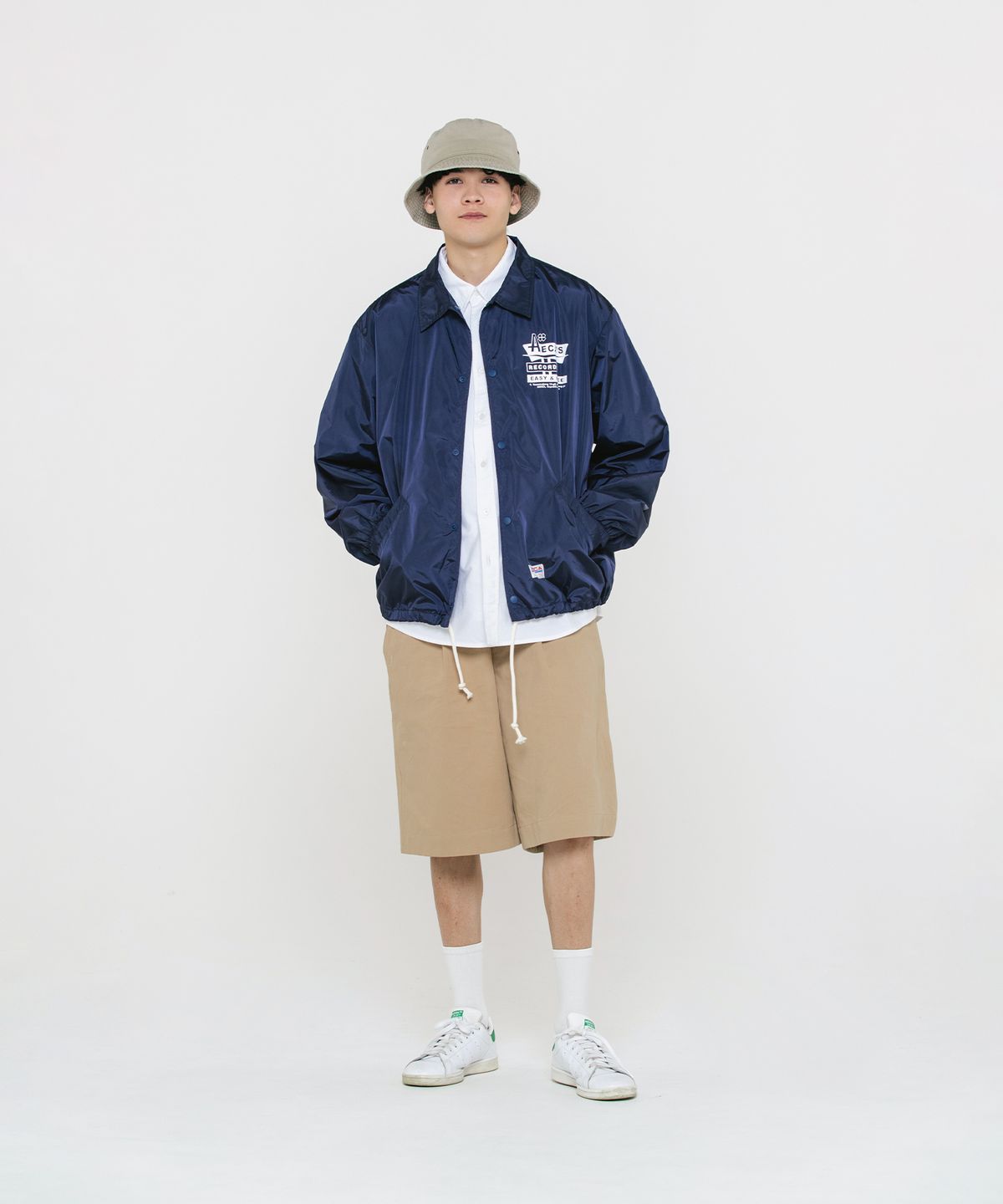 에이카화이트(AECA) AECA RECORD SHOP NYLON COACH JACKET-NAVY
