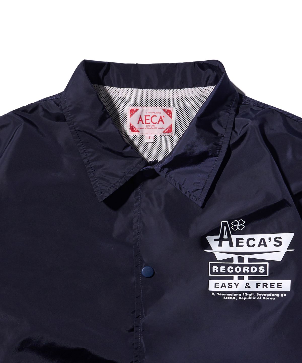 에이카화이트(AECA) AECA RECORD SHOP NYLON COACH JACKET-NAVY