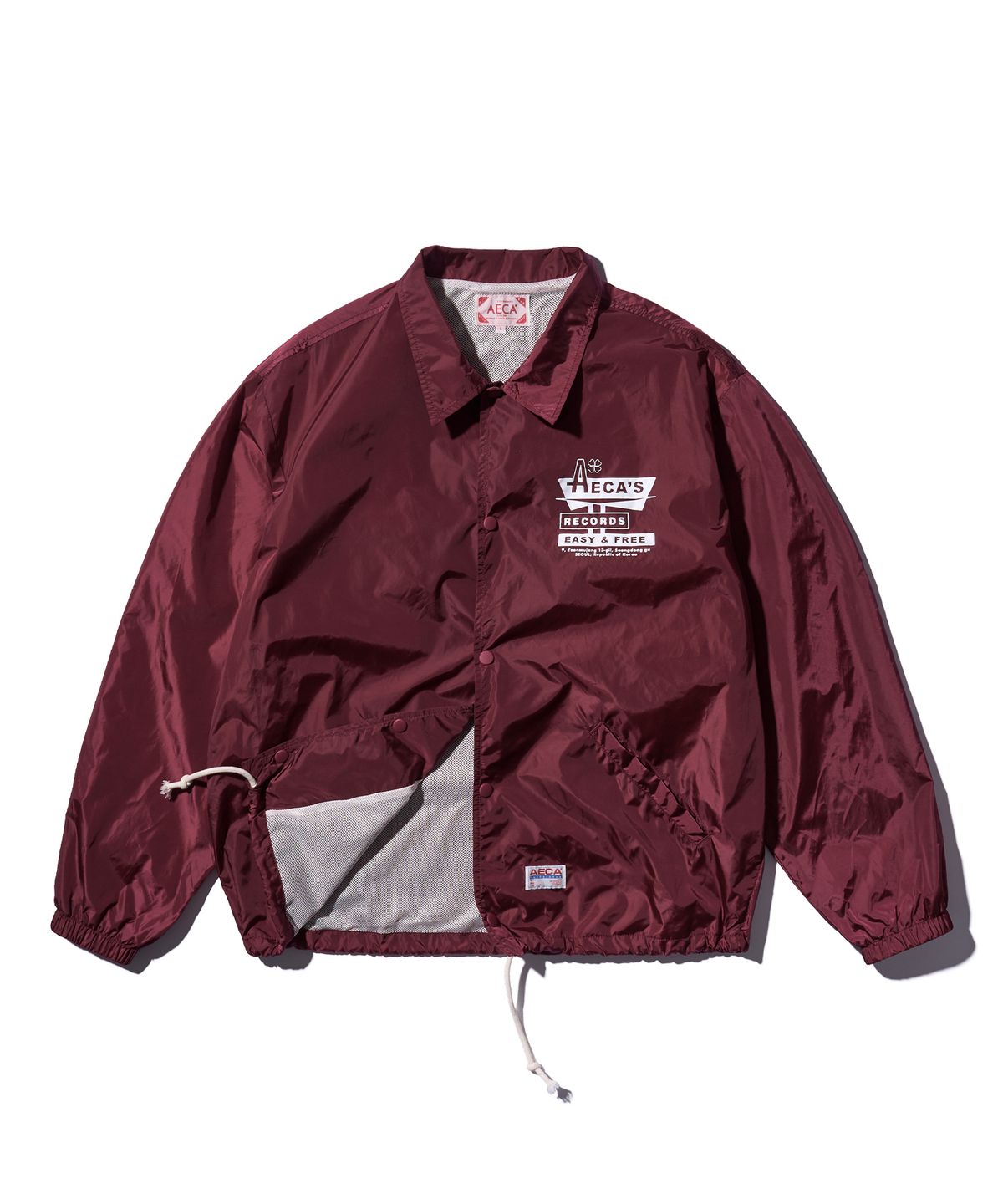 에이카화이트(AECA) AECA RECORD SHOP NYLON COACH JACKET-BURGUNDY