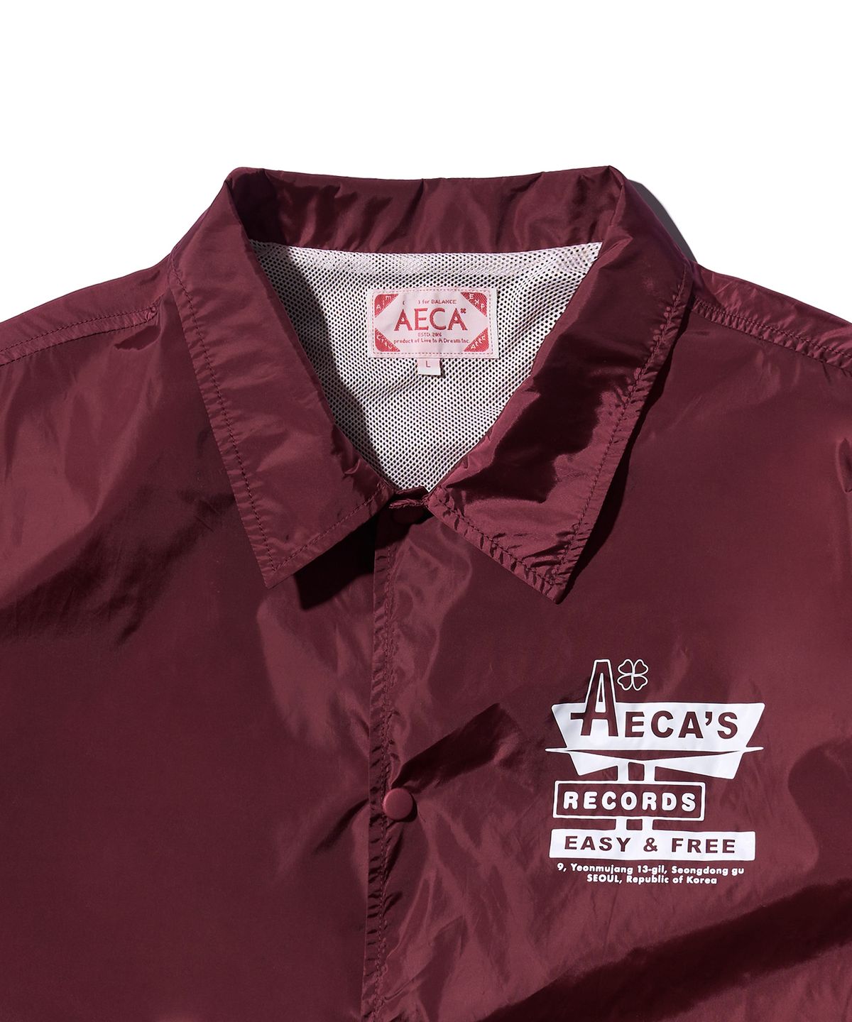 에이카화이트(AECA) AECA RECORD SHOP NYLON COACH JACKET-BURGUNDY