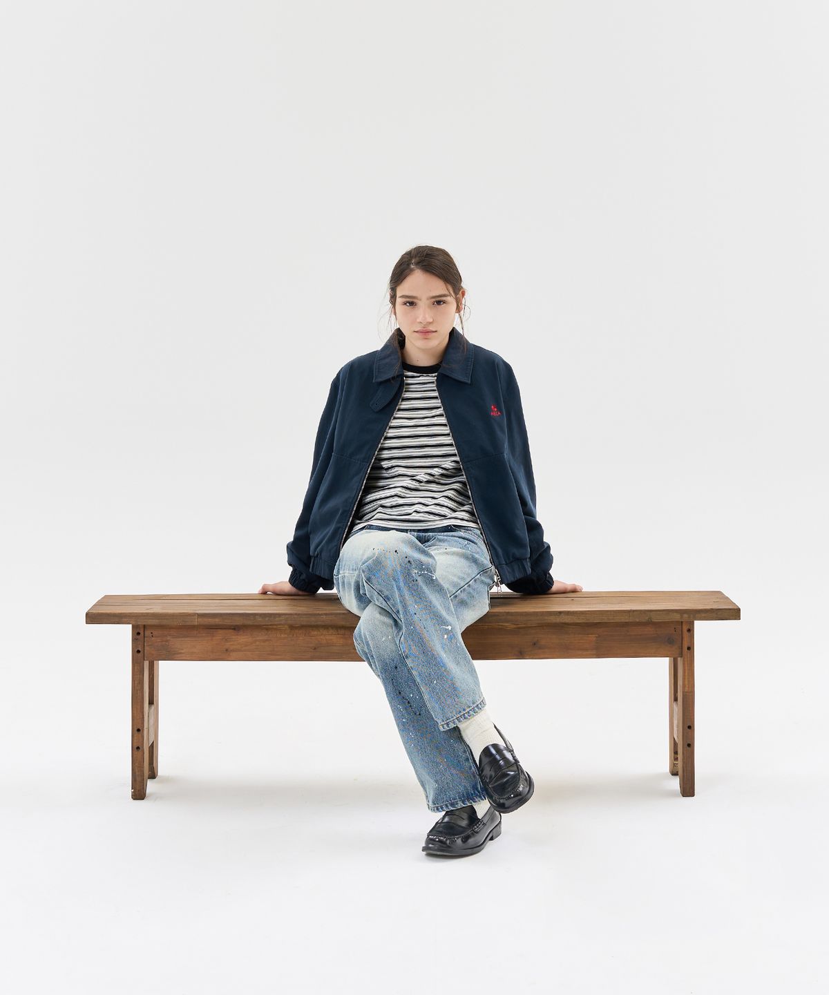 에이카화이트(AECA) AECA WASHED CLOVER BAYPORT JACKET-NAVY