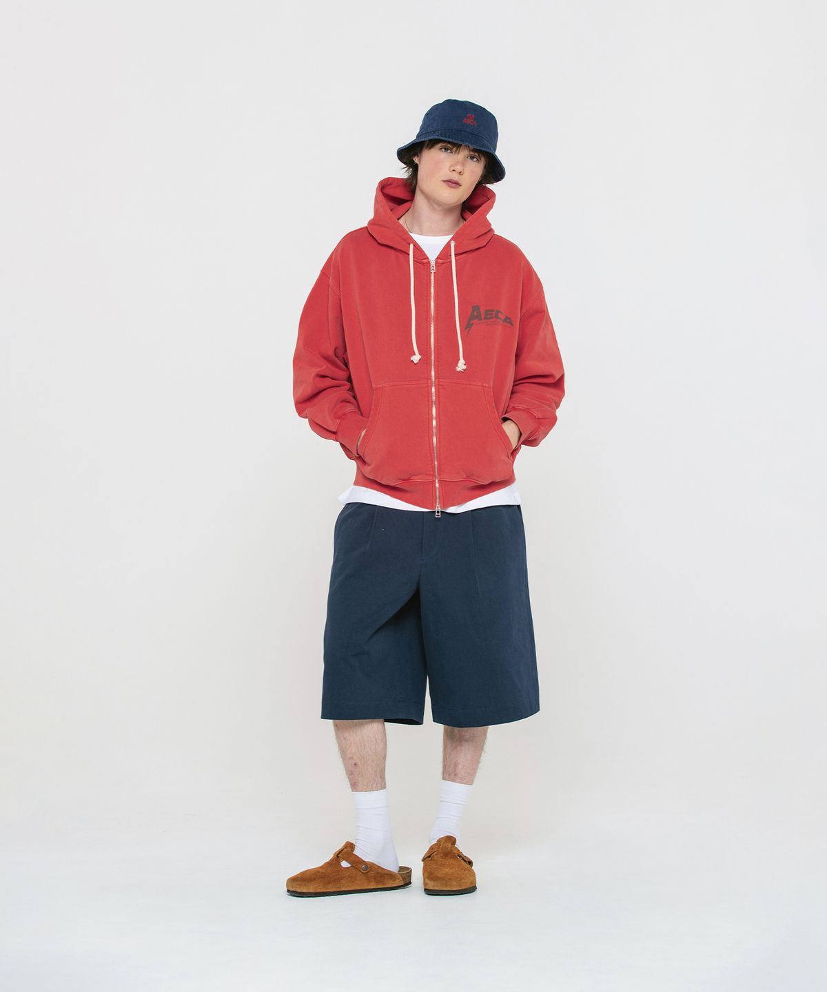에이카화이트(AECA) AECA BOMB ZIP UP HOODIE-WASHED CORAL