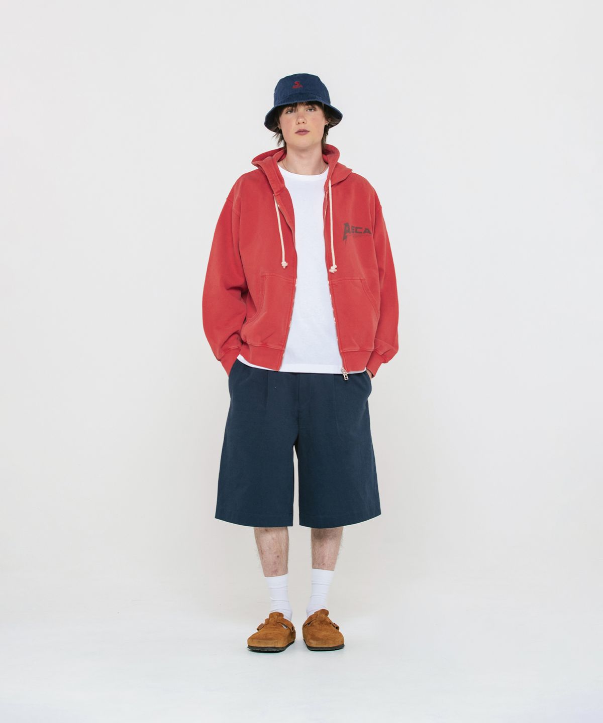 에이카화이트(AECA) AECA BOMB ZIP UP HOODIE-WASHED CORAL