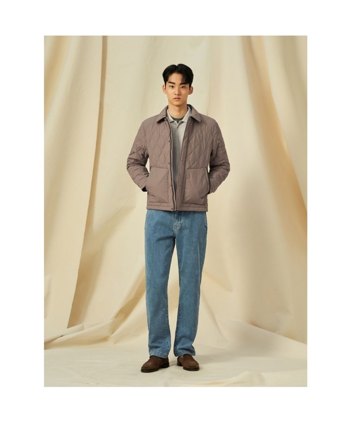 빈폴 멘(BEANPOLE MEN) 다이아 퀼팅 패딩 아우터  브라운