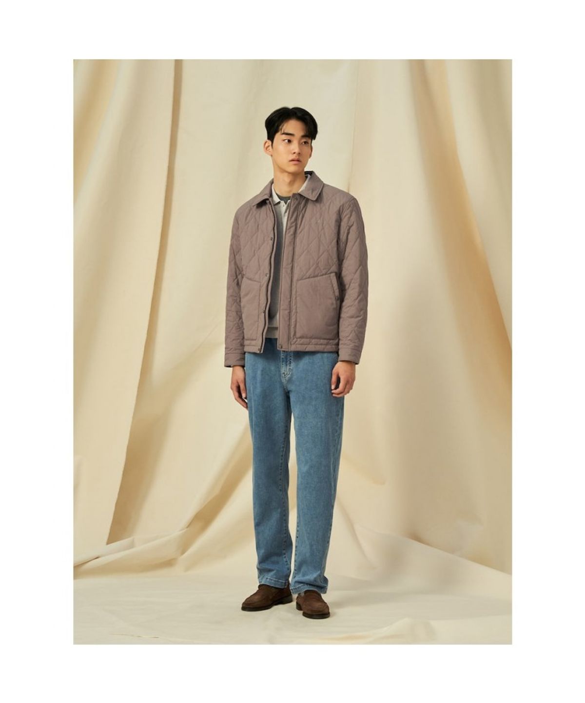 빈폴 멘(BEANPOLE MEN) 다이아 퀼팅 패딩 아우터  브라운