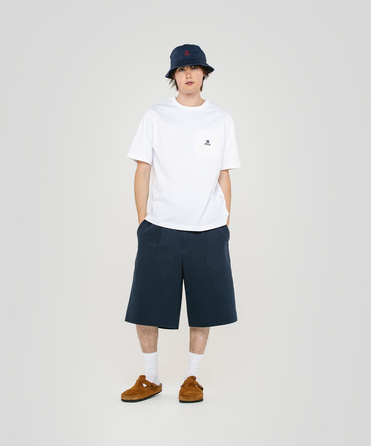 에이카화이트(AECA) EVERYDAY AECA CLOVER POCKET TEE-LIGHT GREY