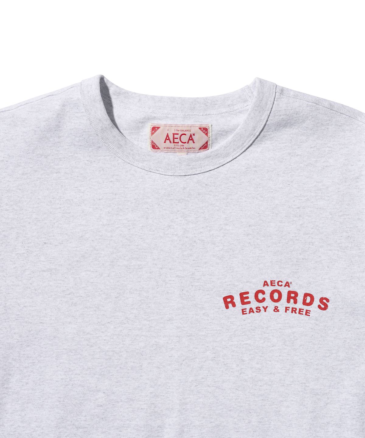 에이카화이트(AECA) AECA RECORD SHOP HALF SLEEVE TEE-LIGHT GREY