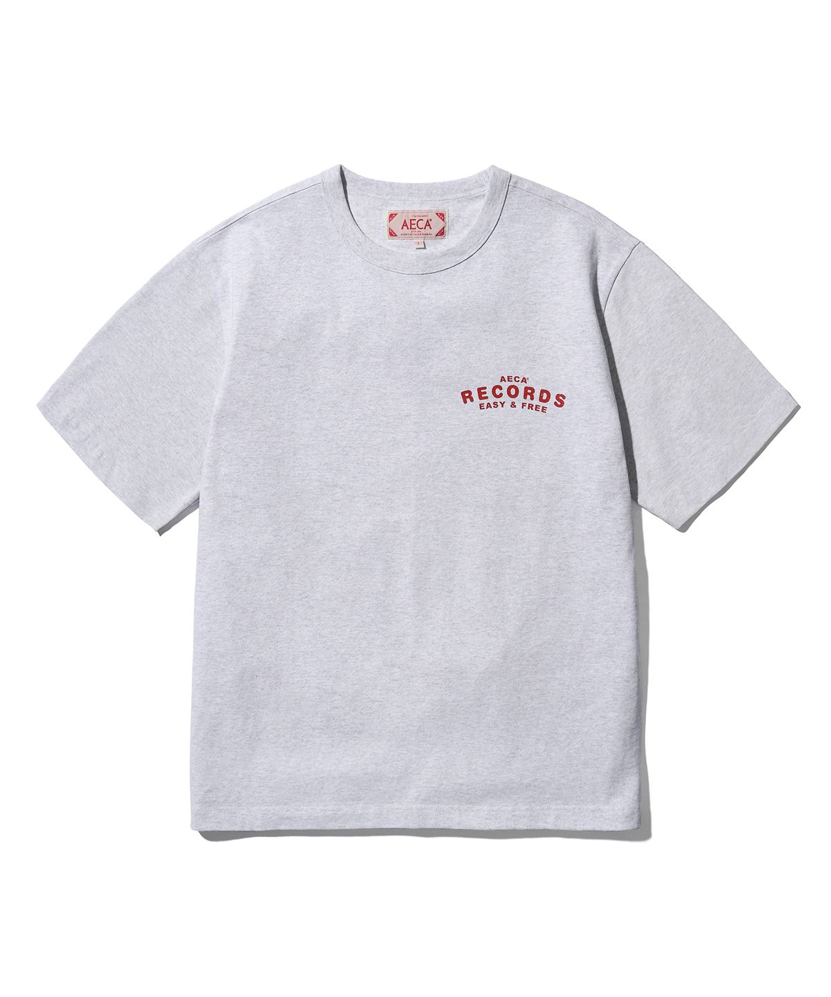 에이카화이트(AECA) AECA RECORD SHOP HALF SLEEVE TEE-LIGHT GREY