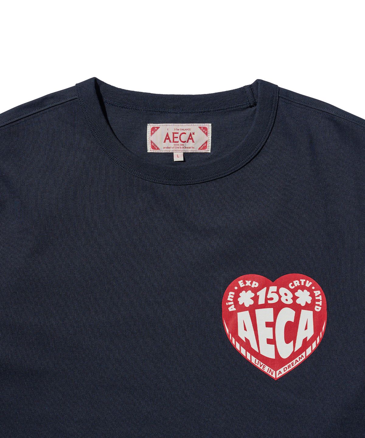 에이카화이트(AECA) AECA LOVE HALF SLEEVE-NAVY