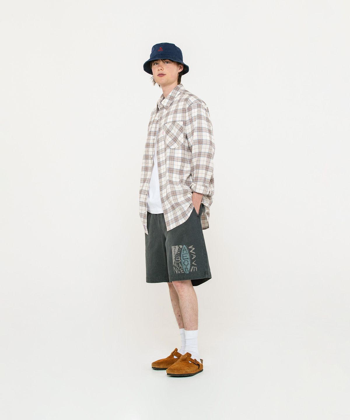 에이카화이트(AECA) BALANCE WAVE SWEAT SHORTS-WASHED CHARCOAL