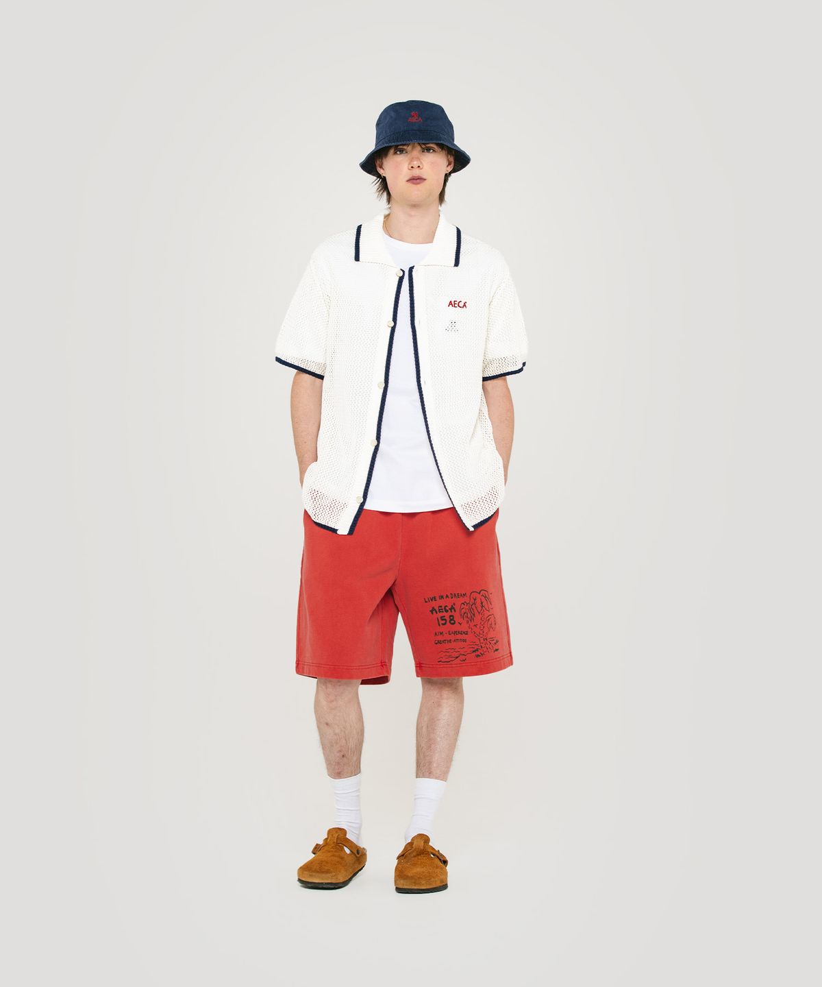 에이카화이트(AECA) AECA ON THE COAST SWEAT SHORTS-WASHED CORAL