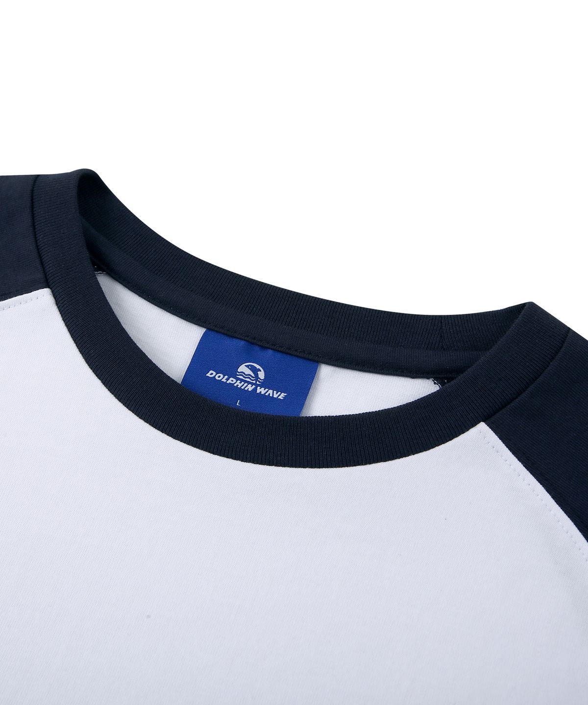 돌핀웨이브어패럴(DOLPHIN WAVE APPAREL) 돌핀 실리콘프린트 라글란 긴팔티셔츠 네이비