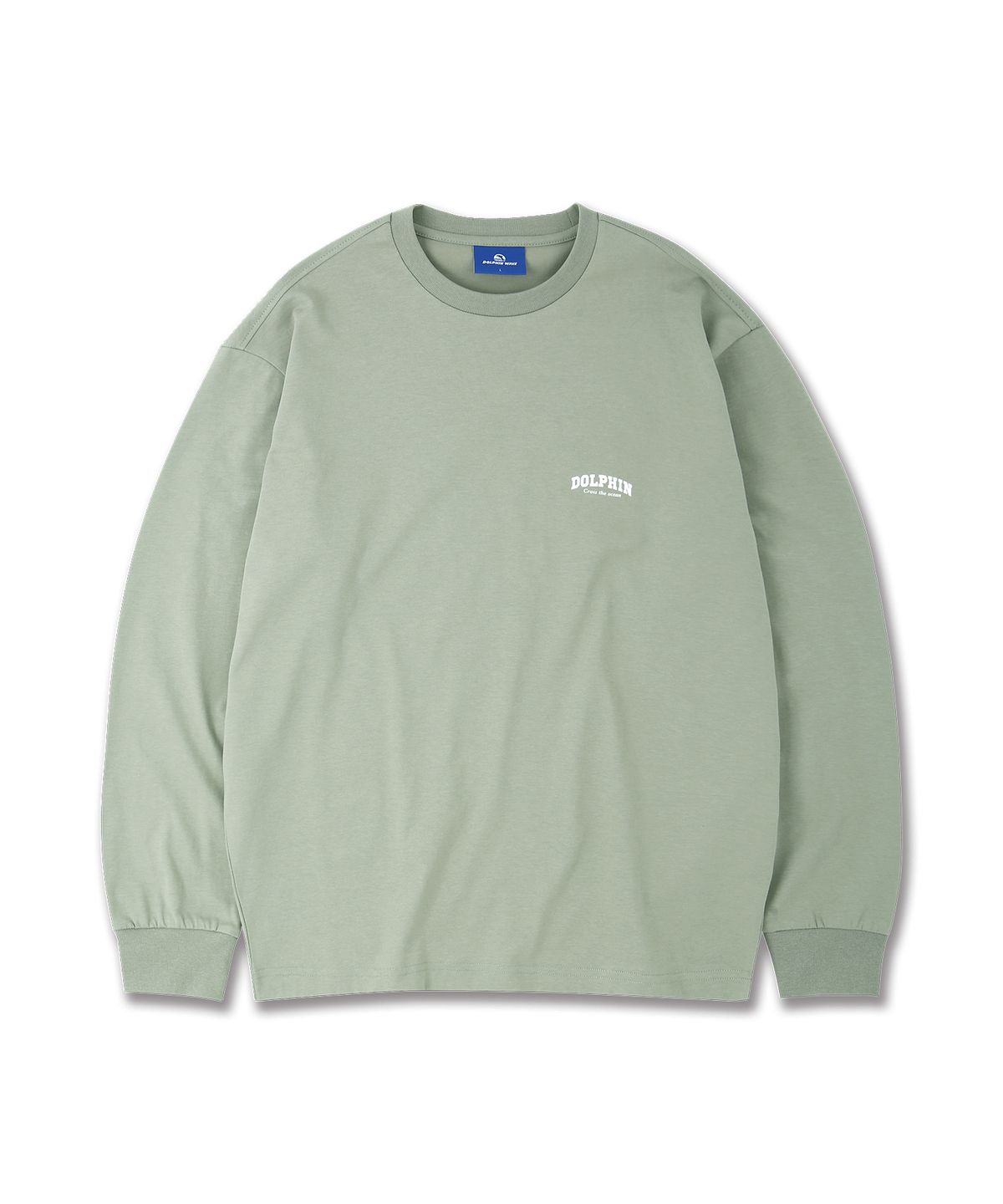 돌핀웨이브어패럴(DOLPHIN WAVE APPAREL) [2팩] 돌핀 아치로고 롱 슬리브 티셔츠 라이트카키 블랙