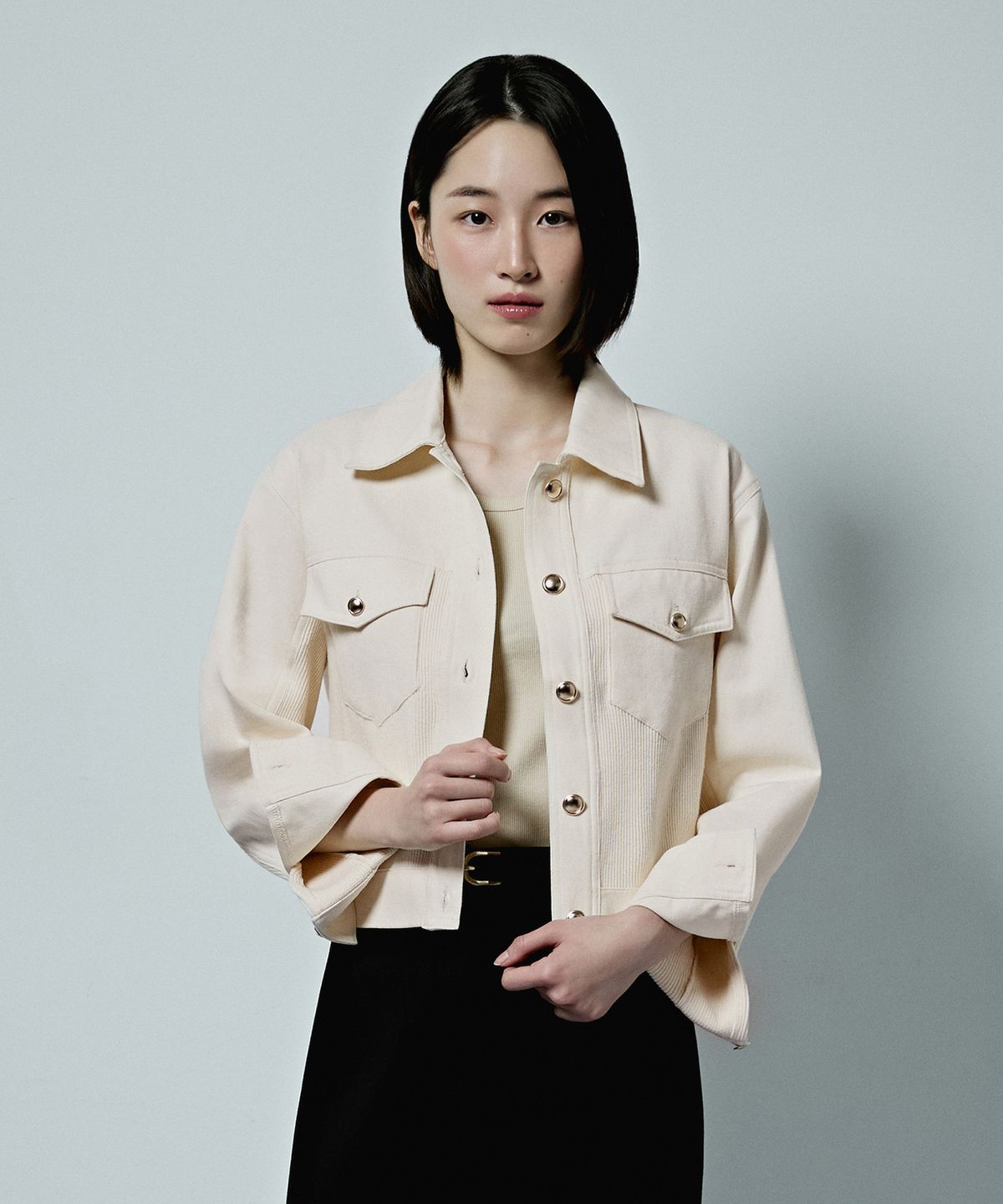 마인드브릿지 우먼(MIND BRIDGE WOMEN) [W][COUTURE]니트 믹스 트러커 - 2color