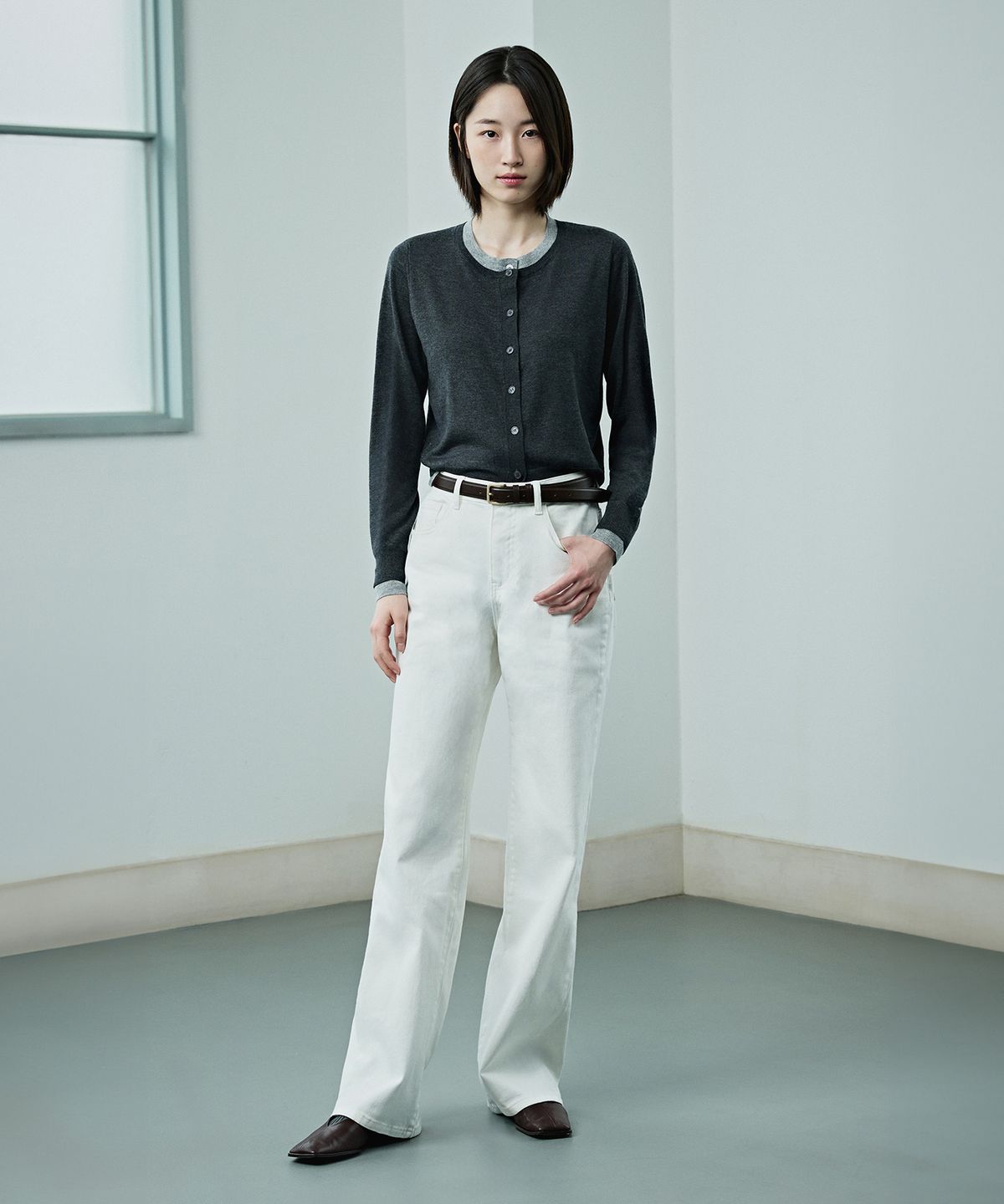마인드브릿지 우먼(MIND BRIDGE WOMEN) [W][COUTURE]울 혼방 레이어드 가디건 - 2color
