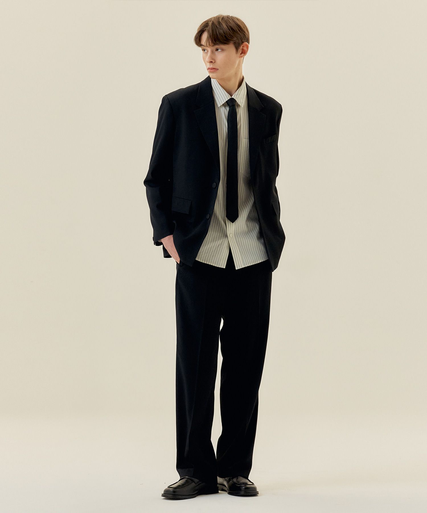MUSINSA | MINDBRIDGE [COUTURE] Semi-wide twill banding pants