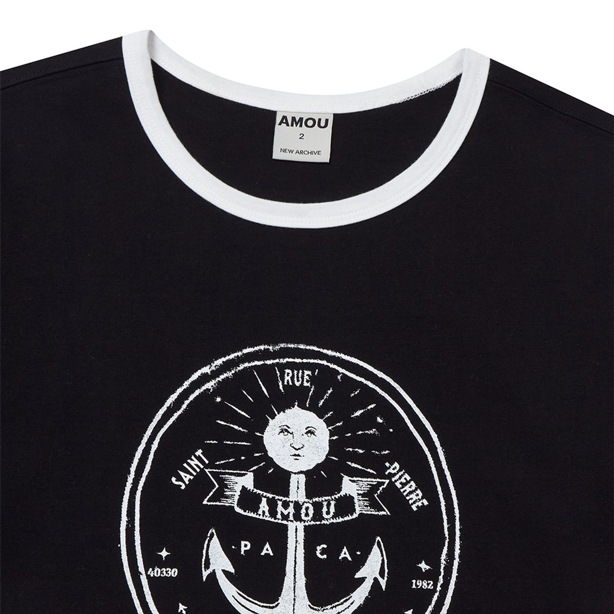 아모우(AMOU) Anchor Ringer T-shirts black