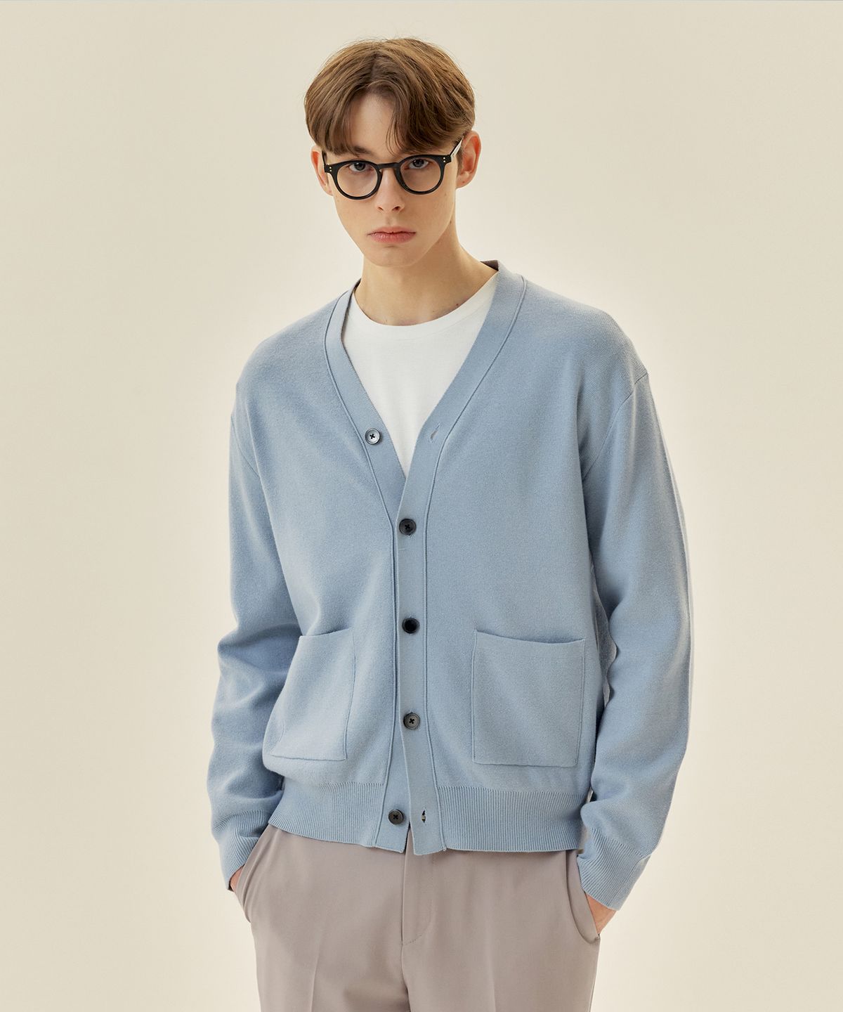 마인드브릿지(MINDBRIDGE) [COUTURE]브이넥 세미 오버핏 가디건 - 2color