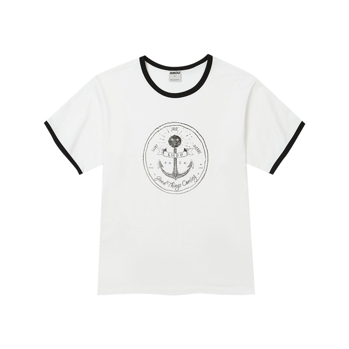 아모우(AMOU) Anchor Ringer T-shirts white
