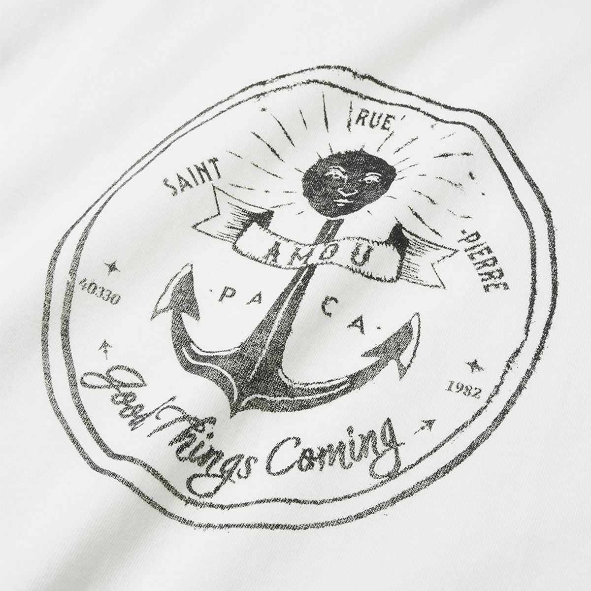 아모우(AMOU) Anchor Ringer T-shirts white