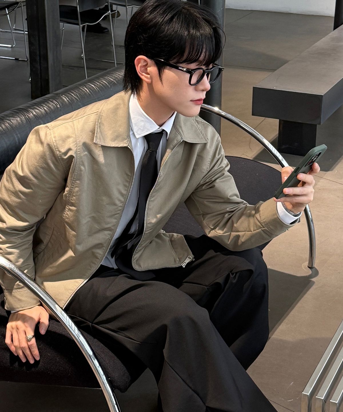 마인드브릿지(MINDBRIDGE) [COUTURE]미니멀 세미오버핏 블루종 - 2color