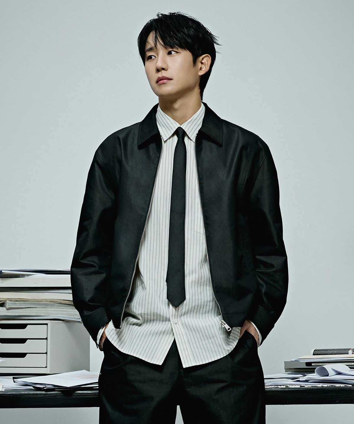 마인드브릿지(MINDBRIDGE) [COUTURE]미니멀 세미오버핏 블루종 - 2color