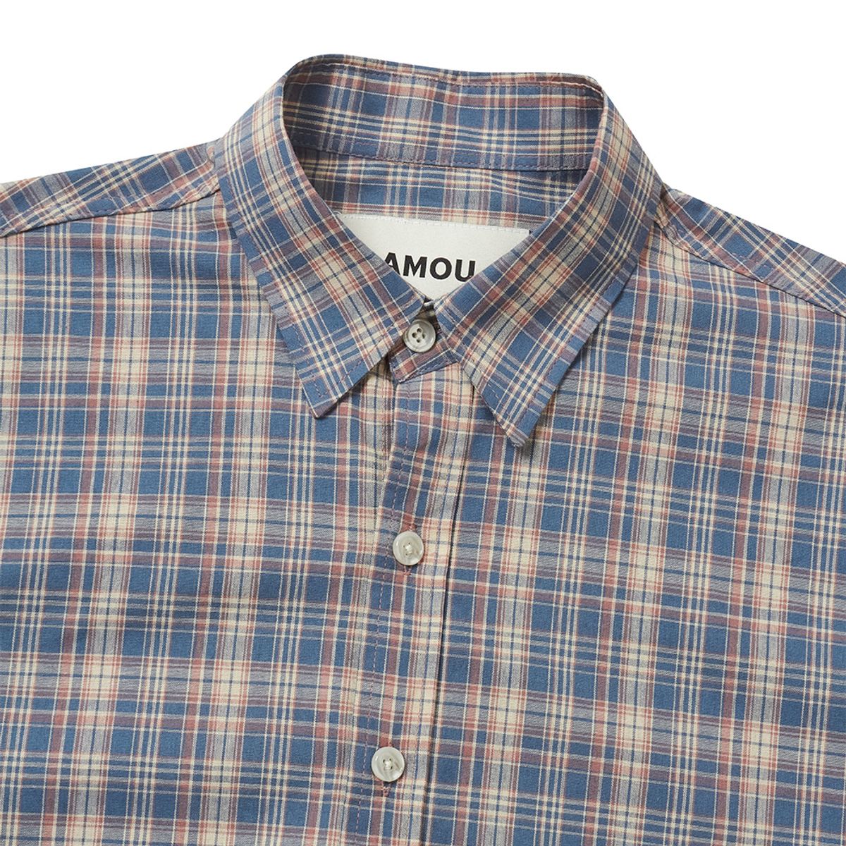 아모우(AMOU) 60s vintage check shirts blue