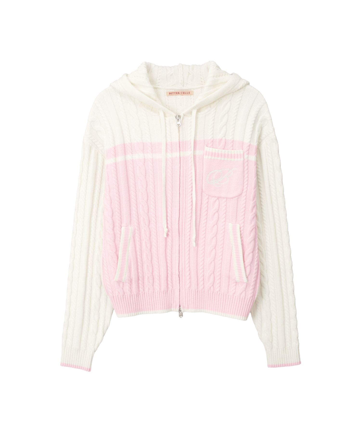 ★2025SS新作★BITTER CELLS★Mignon Cable Knit Hoodie MUSINSA | BITTERCELLS Mignon Cable Knit Hoodie - Pink
