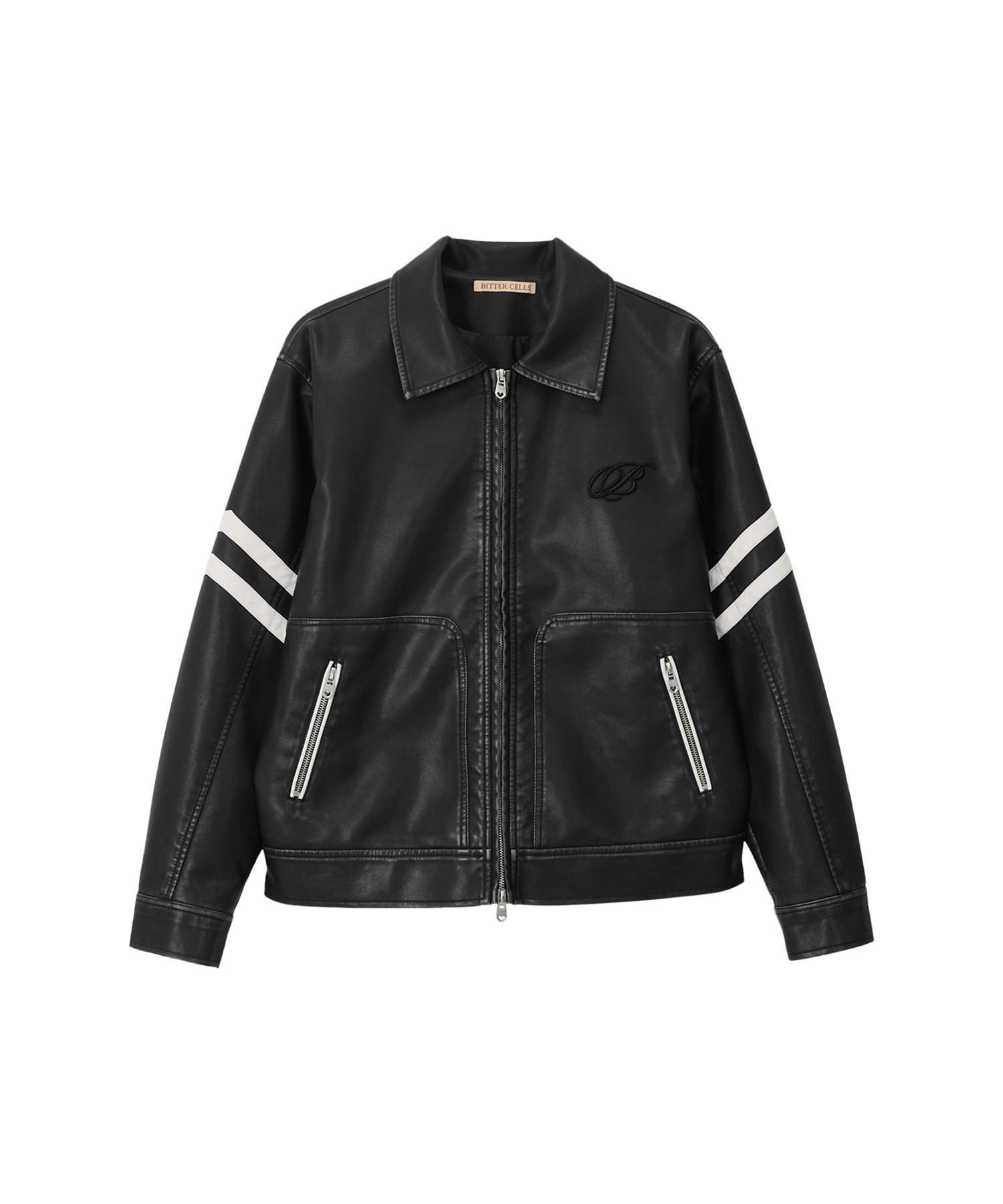 【BITTER CELLS】 Crush Washed Leather Jacket / 追跡付 MUSINSA公式 | BITTERCELLS Crush Washed Leather Jacket-Black