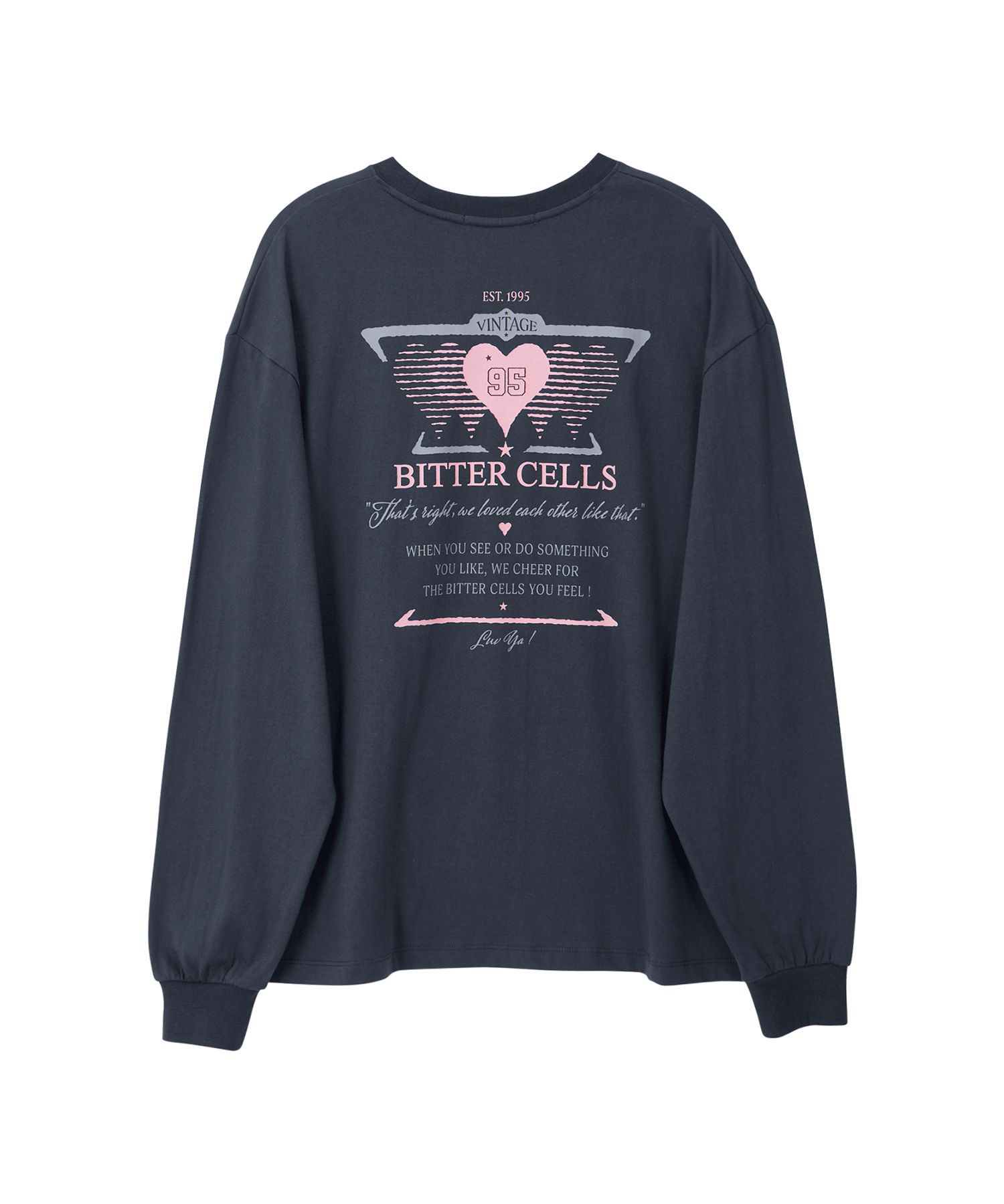 ◇BITTER CELLS◇ Sporty Heart Long SleeveIvory MUSINSA | BITTERCELLS Sporty Heart Long Sleeve-Charcoal