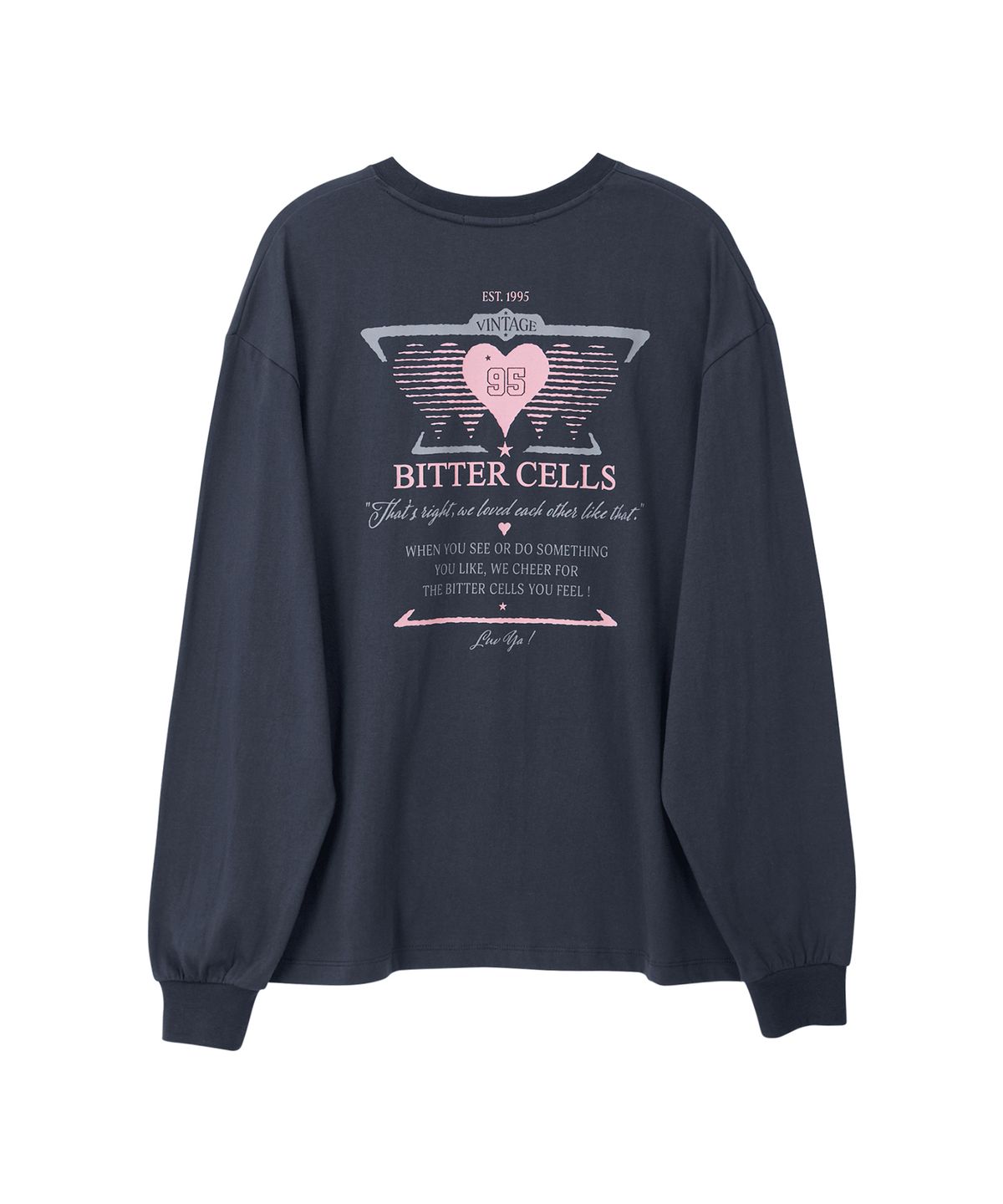 비터셀즈(BITTERCELLS) 스포티 하트 롱 슬리브-챠콜