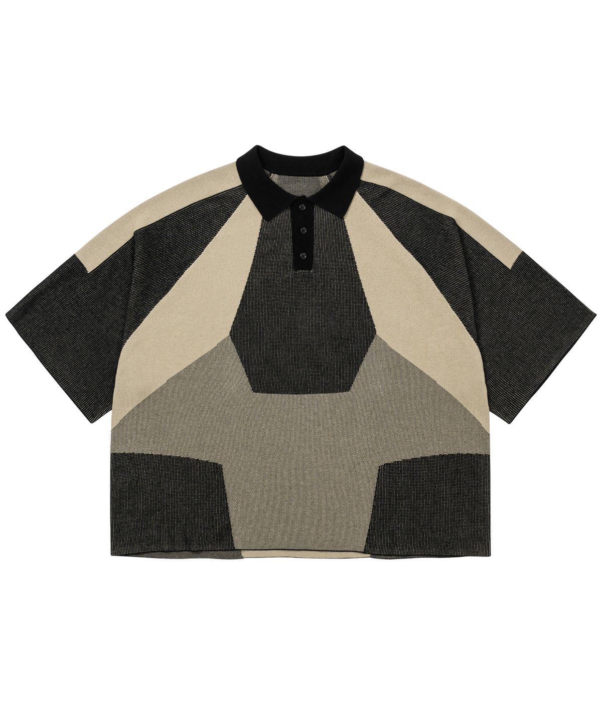 아조바이아조(AJOBYAJO) Paneled Two-Tone Polo Shirt [BEIGE]