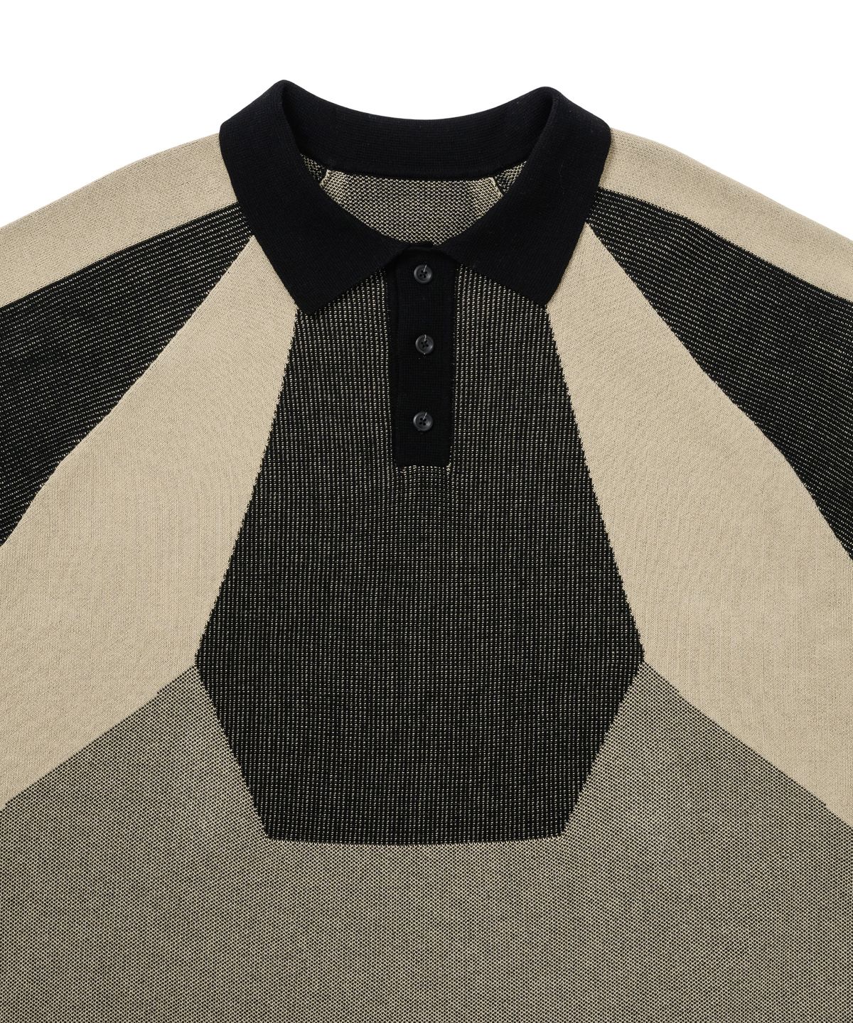 아조바이아조(AJOBYAJO) Paneled Two-Tone Polo Shirt [BEIGE]