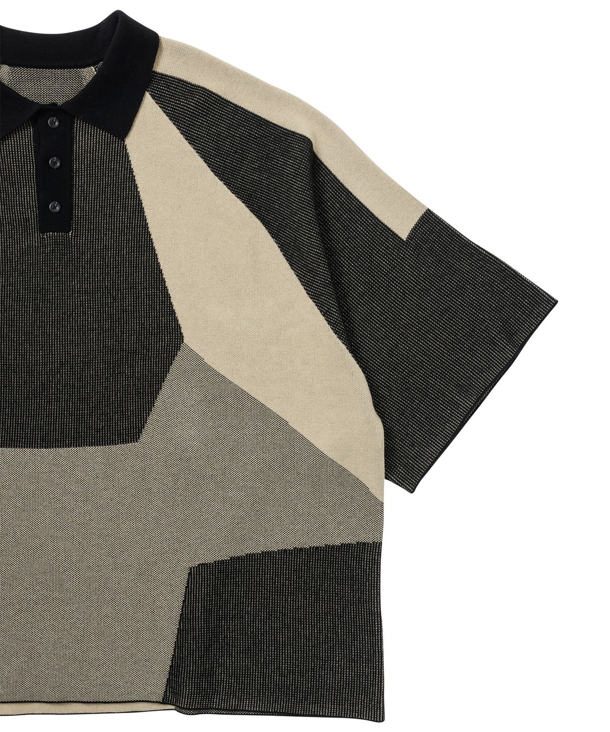 아조바이아조(AJOBYAJO) Paneled Two-Tone Polo Shirt [BEIGE]