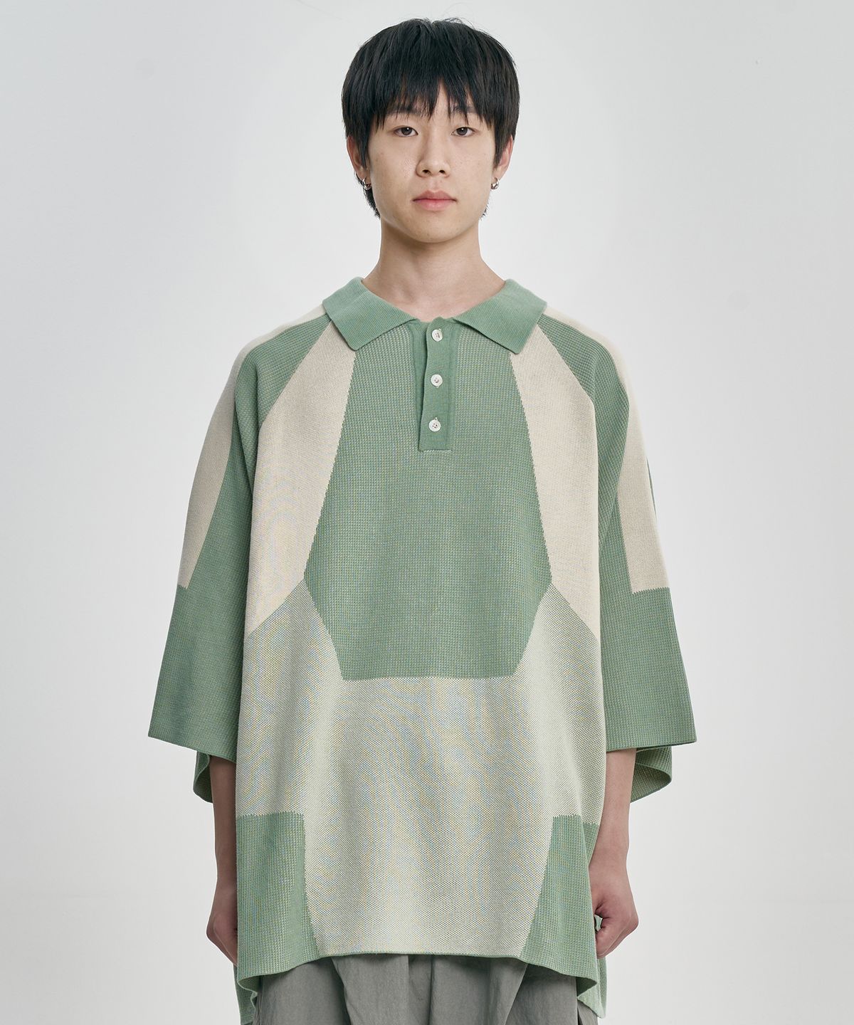 아조바이아조(AJOBYAJO) Paneled Two-Tone Polo Shirt [MINT]