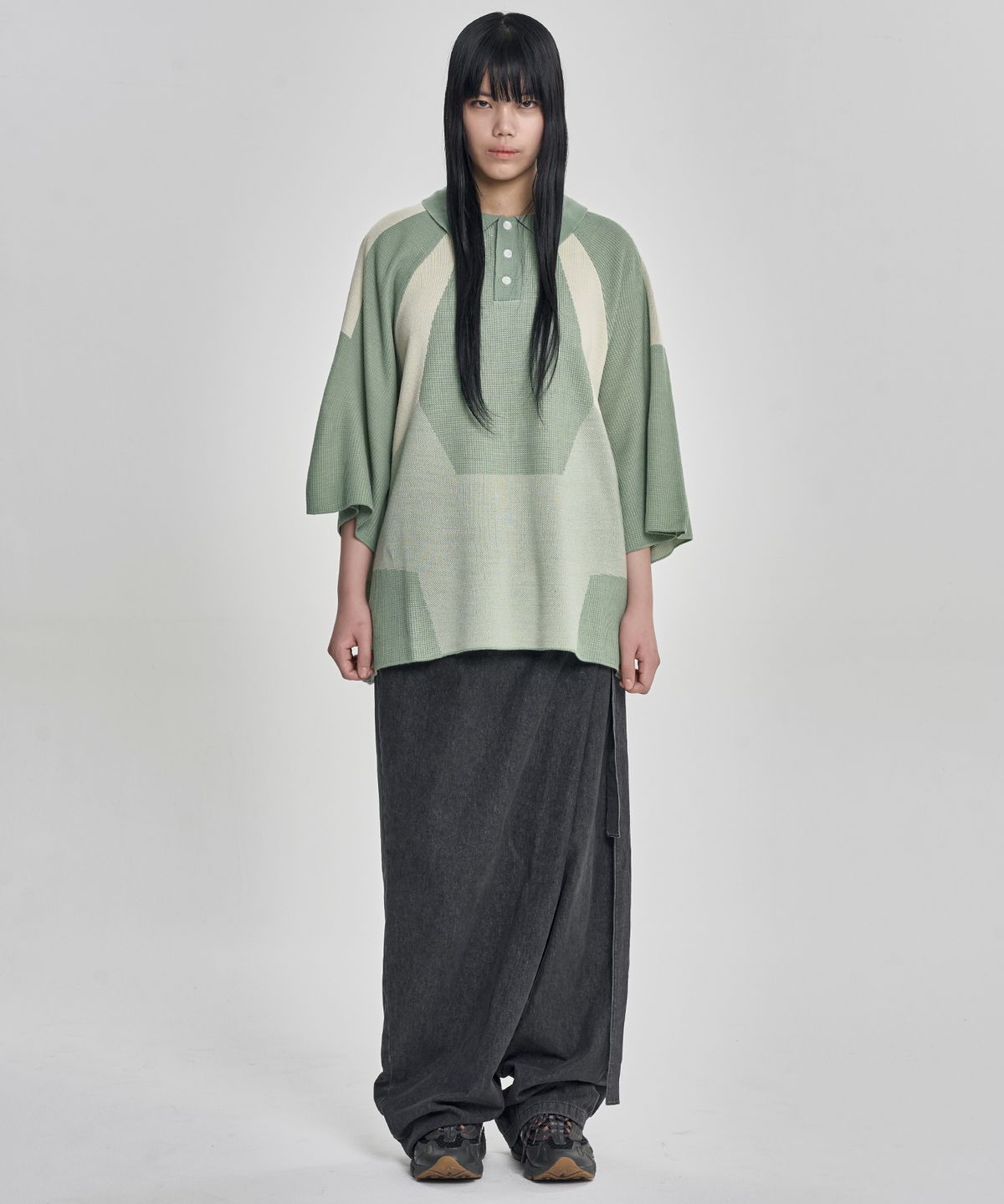 아조바이아조(AJOBYAJO) Paneled Two-Tone Polo Shirt [MINT]