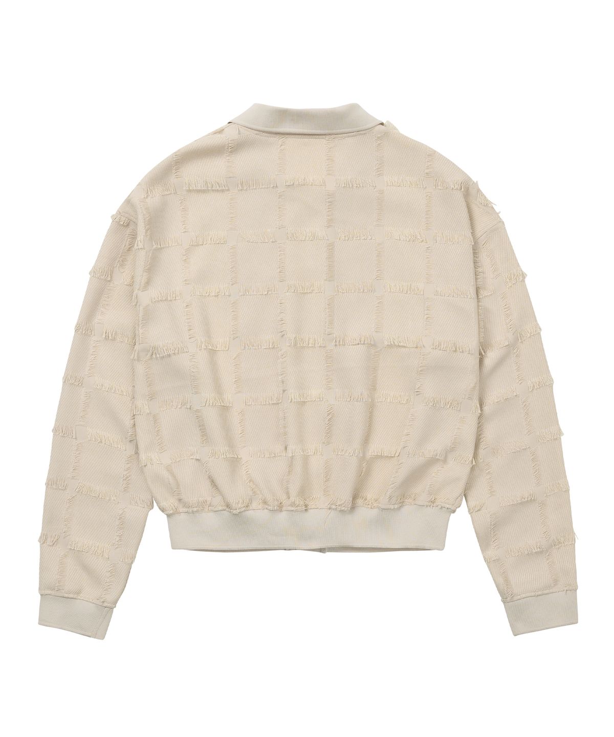 아조바이아조(AJOBYAJO) Fringe Check Cardigan [CREAM]