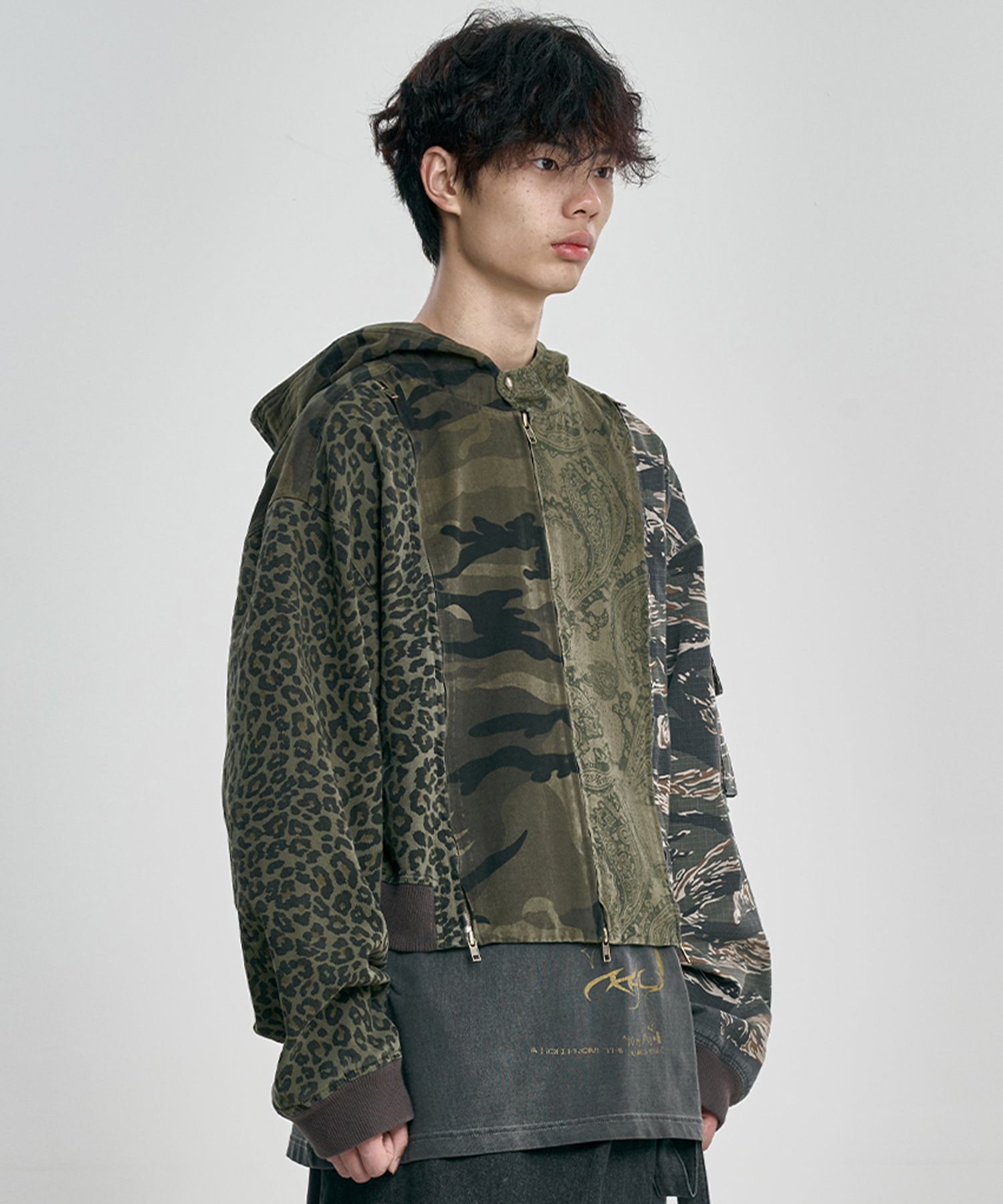 MUSINSA | AJOBYAJO Camouflage Zip-Up Hooded Jacket [KHAKI]