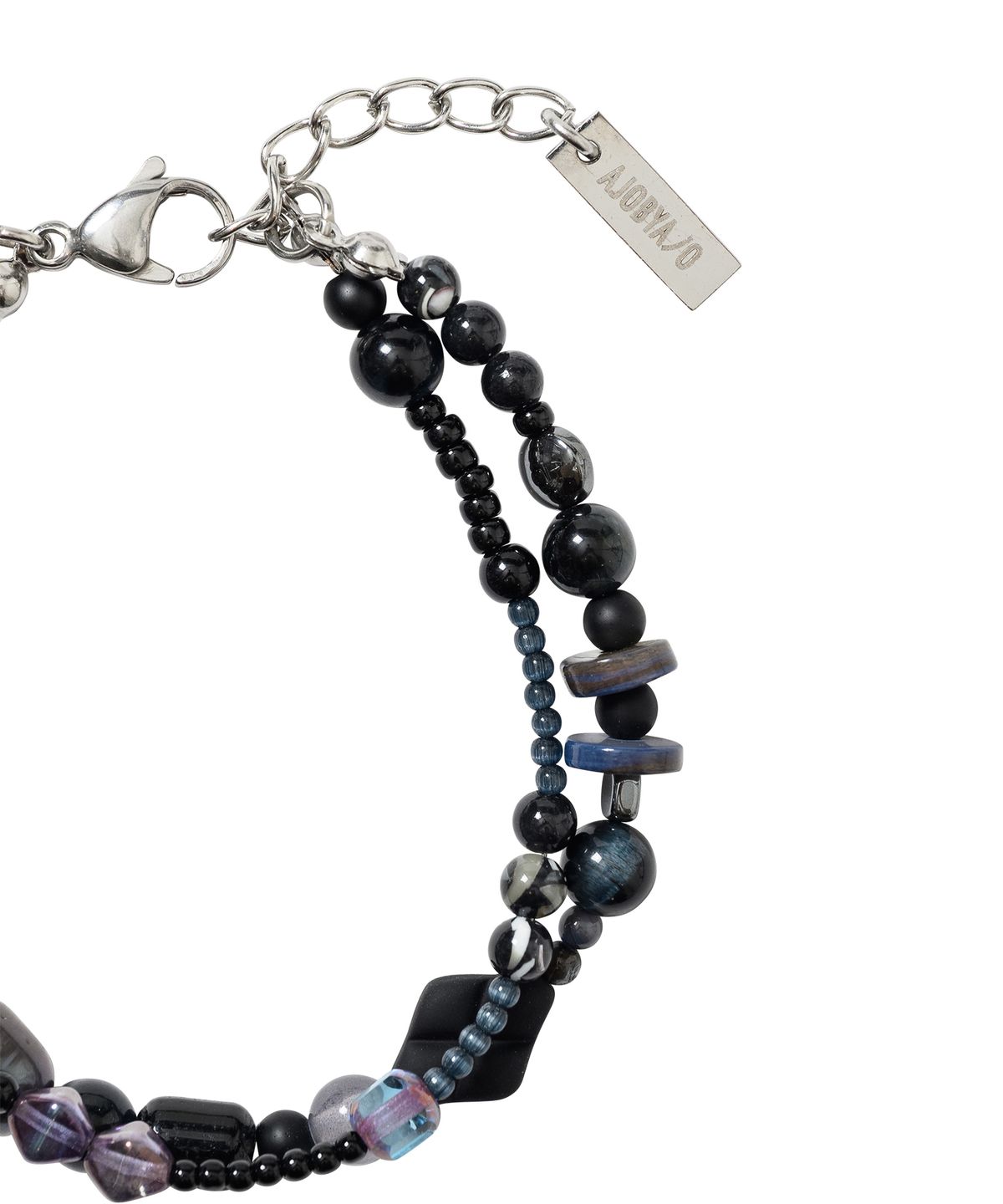 아조바이아조(AJOBYAJO) Black Light Beads Layered Bracelet [BLACK]