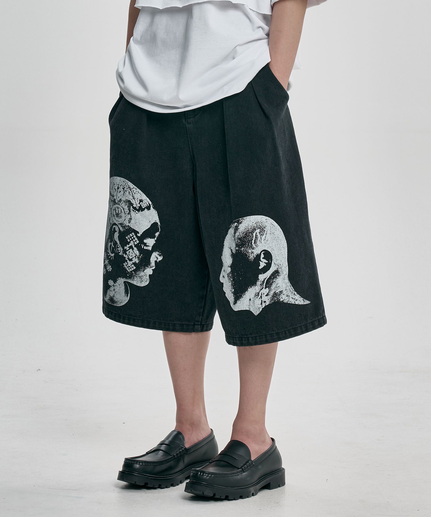 【AJO AJOBYAJO】Washed Denim Shorts Washed Layered Skirt Shorts [BROWN] - AJOBYAJO