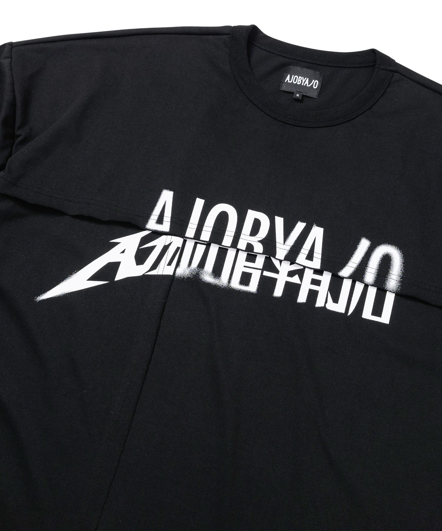 MUSINSA | AJOBYAJO Tri Logo Mixed T-Shirt [BLACK]