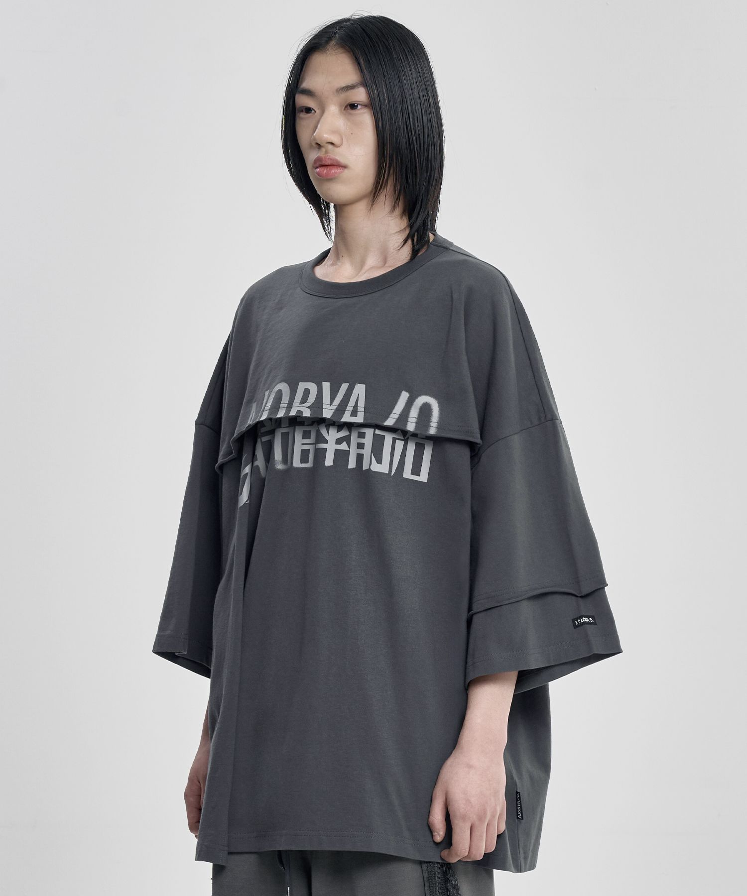 【AJO AJOBYAJO】25SS★ Tri Logo Mixed T-Shirt MUSINSA | AJOBYAJO Tri Logo Mixed T-Shirt [CHARCOAL]