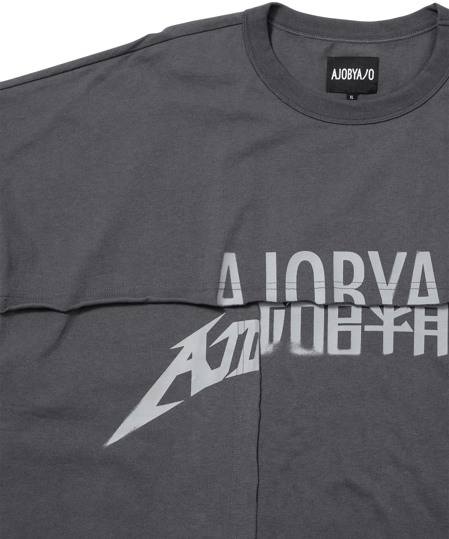 MUSINSA | AJOBYAJO Tri Logo Mixed T-Shirt [CHARCOAL]