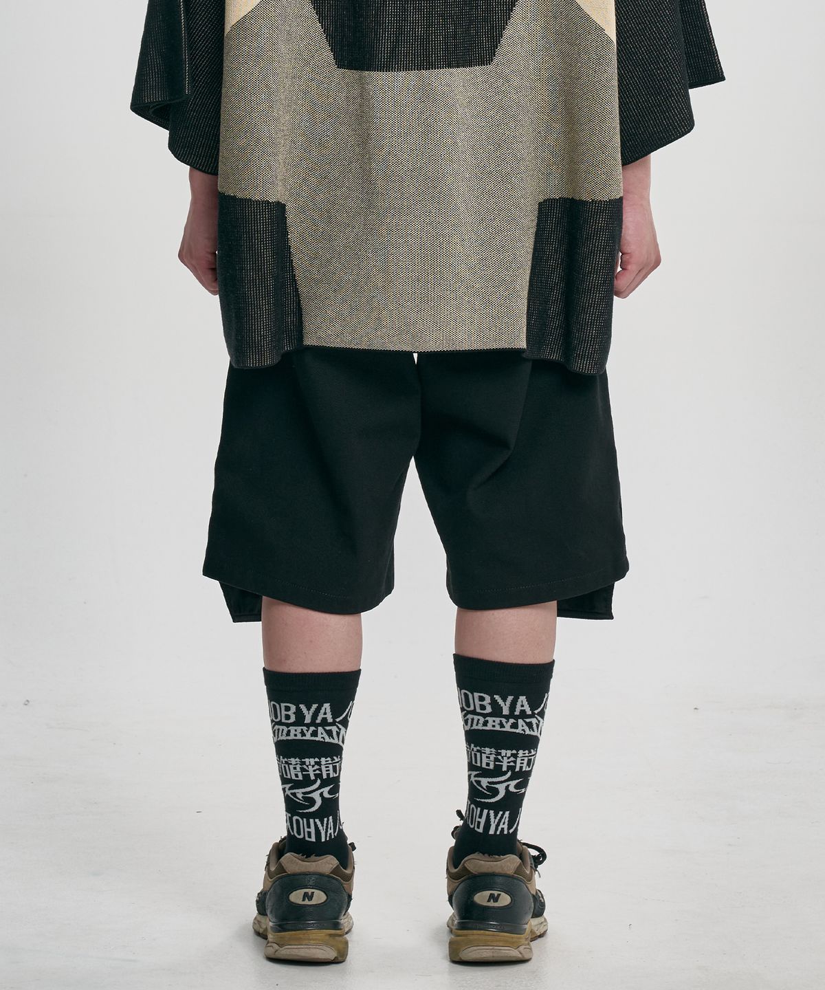 아조바이아조(AJOBYAJO) Double Knee Paneled Shorts [BLACK]