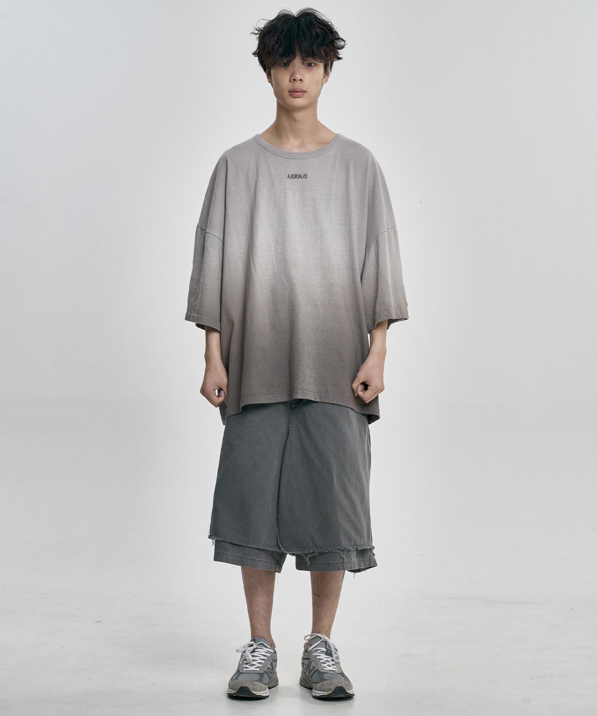아조바이아조(AJOBYAJO) Washed Layered Skirt Shorts [CHARCOAL]